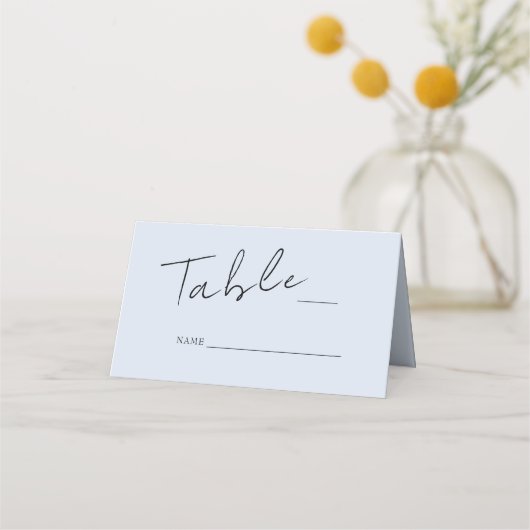 ダスティーブルーミックスフォント結婚ズ折り畳み座席表 プレイスカード (正面)