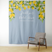 ダスティーブルーレモンのウェディングシャワー写真用背景 タペストリー (インサイチュ)