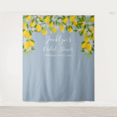 ダスティーブルーレモンのウェディングシャワー写真用背景 タペストリー (正面)