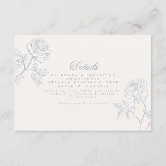 ダスティーブルーロココウェディング詳細カード エンクロージャーカード (正面)