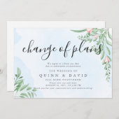 ダスティーブルー延期結婚式案内カード 招待状 (正面/裏面)