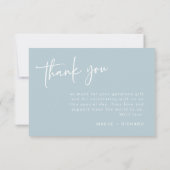 ダスティーブルー感謝カード モダン ミニマリスト ボーイ サンキューカード (裏面)