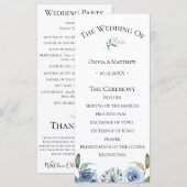 ダスティーブルー植物結婚式プログラム プログラム (正面/裏面)