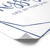 ダスティーブルー水彩花柄のキス数サイン ポスター (角)