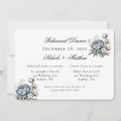 ダスティーブルー牡丹とコットンのリハーサルディナー 招待状 (正面)