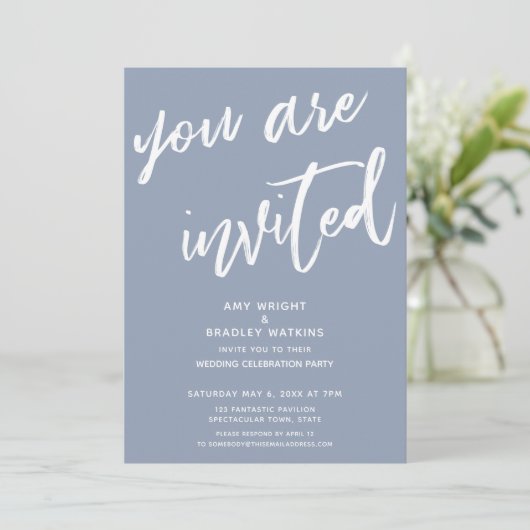 ダスティーブルー ご招待 ウェディング レセプション 招待状 (スタンド正面)