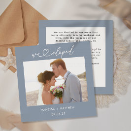 ダスティーブルー ふたりだけで結婚式 フォト ハート スクリプト 結婚報告 案内状