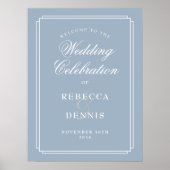 ダスティーブルー アートデコ ウェディング ウェルカムサイン ポスター (正面)