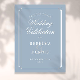 ダスティーブルー アートデコ ウェディング ウェルカムサイン ポスター