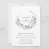 ダスティーブルー ウィンター ボタニカル リース ウェディング 招待状 (正面)