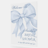 ダスティーブルー エレガントなリボン ウェディングシャワーのお出迎え アクリルサイン (傾斜)