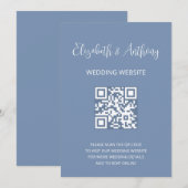 ダスティーブルー エレガント スクリプト | QRコード 結婚式 RSVP 招待状 (正面/裏面)