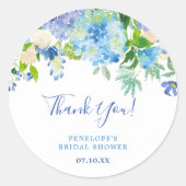 ダスティーブルー エレガント フラワー カリグラフィー サンクス ラウンドシール (正面)