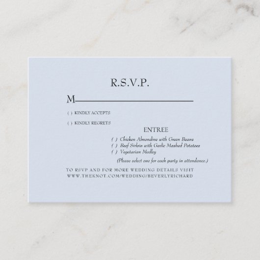ダスティーブルー オプション ウェディング RSVP 付属カード エンクロージャーカード (正面)