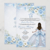 ダスティーブルー キンセアニエラ 15歳 誕生日 クラウン 招待状 (正面/裏面)