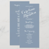 ダスティーブルー クラシックスクリプト エレガント ウェディングプログラム プログラム (正面/裏面)