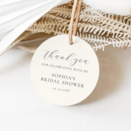 ダスティーブルー・クリームの花柄 ブライダルシャワー フェイバータグ