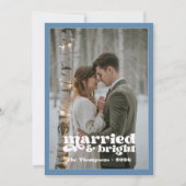 ダスティーブルー＆グレーの新婚夫婦のクリスマス シーズンカード (正面)