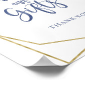 ダスティーブルー ゴールド フラワーのカード＆ギフト サイン (角)