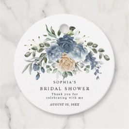 ダスティーブルー＆シャンパンフラワーのブライダルシャワー フェイバータグ