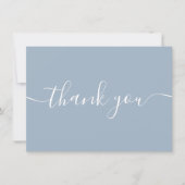 ダスティーブルー シンプル モダン エレガント スクリプト サンキューカード (正面)