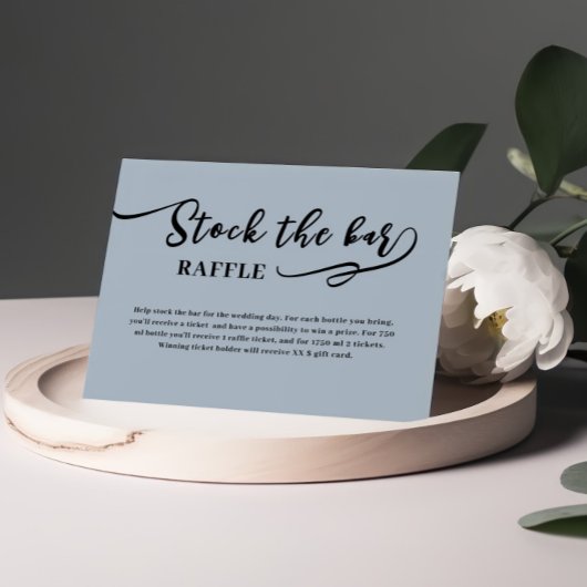 ダスティーブルー スクリプト 在庫のバー ブライダルシャワー エンクロージャーカード