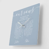 ダスティーブルー スクリプト 夫婦のための結婚誓約 スクエア壁時計 (傾斜)