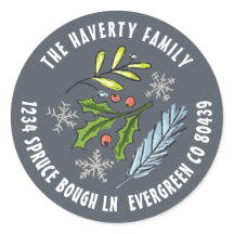 ダスティーブルー スケッチド ホリー スプルース ウィンター ホリデー