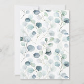 ダスティーブルー&セージグリーンのユーカリ on ホワイト 招待状 (裏面)