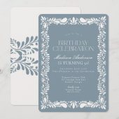 ダスティーブルー タレラバ タイル フィエスタ バースデーパーティー 招待状 (正面/裏面)