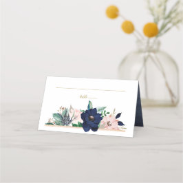 ダスティーブルー ダスティーローズ ゴールド ウォーターカラー フラワープレート プレイスカード