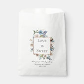 ダスティーブルー ニュートラル フラワーの結婚式 フェイバーバッグ (正面)