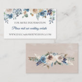 ダスティーブルー ニュートラル フラワー ウェディング 詳細カード エンクロージャーカード (正面/裏面)