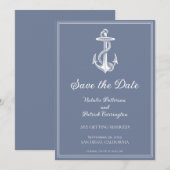 ダスティーブルー ネイビーアンカー Save the Date 招待状 (正面/裏面)