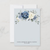 ダスティーブルー ネイビー シャンパン アイボリー ウェディングシャワー サンキューカード (裏面)