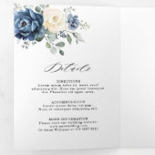 ダスティーブルー ネイビー シャンパン アイボリー フラワートリフォールドA 三つ折り案内状 (内部最初)