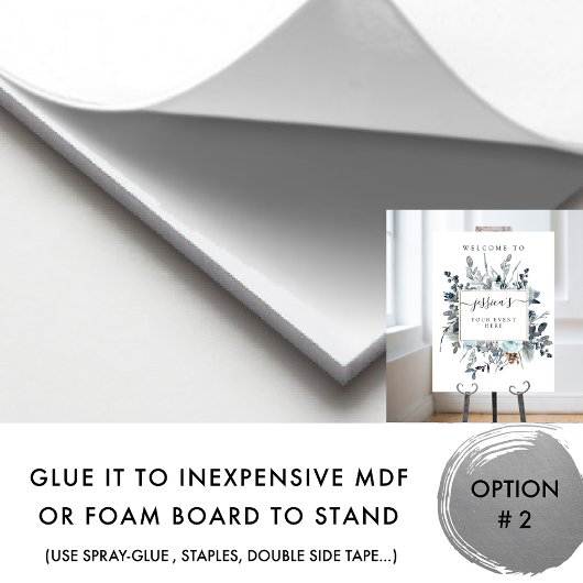 ダスティーブルー ネイビー フラワーズ 任意のイベント ウェルカムサイン ポスター