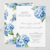 ダスティーブルー ハイドランジア 水彩 結婚式招待状 招待状 (正面/裏面)
