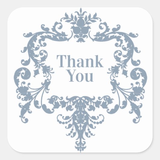 ダスティーブルー バロックフレーム ありがとう スクエアシール (正面)