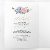 ダスティーブルー パステルピンクのハイドランジア ウェディング 三つ折り案内状 (内部最初)