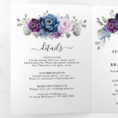ダスティーブルー パープル ネイビー ライラックの花の結婚式 三つ折り案内状 (内部最初)