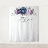 ダスティーブルー パープル ネイビー ライラック ブルームス ブライズシャワー タペストリー (正面)