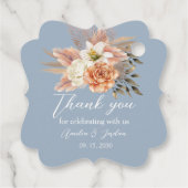 ダスティーブルー ピンクの結婚式 お礼 フェイバータグ (裏面)