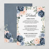 ダスティーブルー ピンクベージュ 幾何学模様 ウェディング 詳細 エンクロージャーカード (正面/裏面)