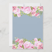 ダスティーブルー ピンク 牡丹 グリーン フラワー ウェディング 招待状 (裏面)