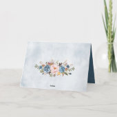 ダスティーブルー ピーチ ブラッシュ ボタニカル フラワーズ ウェディングTh サンキューカード (裏面)