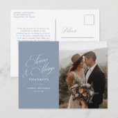 ダスティーブルー フォーエバー&オールウェイズ 結婚式の感謝を込めたカード ポストカード (正面/裏面)