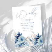 ダスティーブルー フラワー モダン エレガント ウェディング 招待状