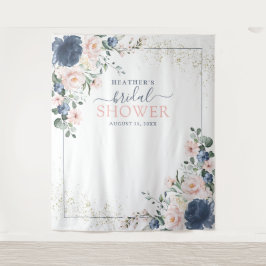 ダスティーブルー ブラッシュピンク フラワシャワー フォトブース タペストリー