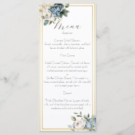 ダスティーブルー&ブラッシュ フラワーの結婚式メニューカード メニュー